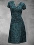 Short Sleeve Floral Vintage A-Line Knitting Dress