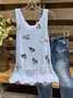 Butterfly Casual Sleeveless Shift Shirts & Tops
