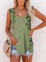 Printed Casual V Neck Top