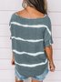 Gray Ombre/Tie-Dye Printed Short Sleeve Casual Crew Neck Shift T-shirt