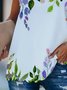 Floral  Sleeveless  Printed  Cotton-blend  Off Shoulder Halter  Sexy  Summer  White Top