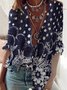 Casual Floral Cotton 3/4 Sleeve Blouse