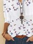 Printed Cotton-Blend Casual V Neck Tops