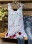 Floral-print Sleeveless Crew Neck Casual Tops