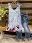 Floral-print Sleeveless Crew Neck Casual Tops