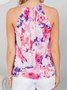 Vintage Floral Printed Sleeveless Casual Tops