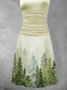 Forest Cotton-Blend Crew Neck Plants Holiday Knitting Dress