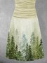 Forest Cotton-Blend Crew Neck Plants Holiday Knitting Dress