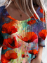 Plus size Poppies Floral Printed Tops