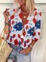Cotton Casual flowers and plants Blouse