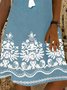 Vintage Short Sleeve Geometric Floral Printed Casual Knitting Dress