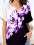 Short Sleeve Printed Casual Floral Tunic Top