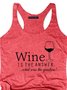 Letter Sleeveless Printed Cotton-blend  Crew Neck  Casual Summer Red Top