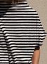 Vintage Short Sleeve Striped Plus Size Casual Tops