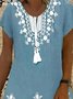 Vintage Short Sleeve Geometric Floral Printed Casual Knitting Dress