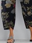Vintage Floral Printed Plus Size Pockets Casual Pants