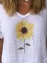 Sunflower Floral-Print Holiday V Neck Shift Tops