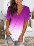 Short Sleeve Ombre/tie-Dye Casual T-shirt