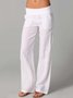 Plain Casual Pockets Straight Solid Pants