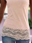 Vintage Sleeveless Solid Lace Casual Vest Top
