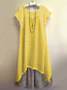 Casual Solid Color Crew Neck Shift Dress for Women