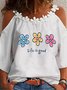 3/4 Sleeve Crew Neck Printed Casual Tops