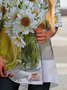 Casual Short Sleeve Crew Neck Floral Top