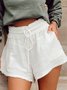Vintage Solid Pockets Casual Shorts