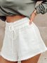 Vintage Solid Pockets Casual Shorts