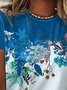 Short Sleeve Printed Crew Neck Cotton T-shirt