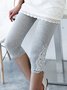 Solid Lace Patchwork Plus Size Casual Leggings Pants