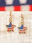 New Independence Day fashion oil drop American flag Earrings, European and American pentagram star heart flag Earrings