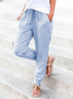 zolucky Solid Drawstring Casual Linen Pants Women Trousers