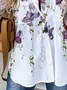 Shirt Collar Casual 3/4 Sleeve Floral Blouse