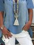 Plus size Solid Short Sleeve Casual T-shirt