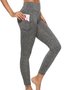 Sports Pockets Solid Casual Leggings
