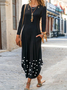 Crew Neck Sequins Long Sleeve Casual Knitting Dress