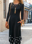 Crew Neck Sequins Long Sleeve Casual Knitting Dress