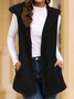 Vintage Solid Pockets Hoodie Casual Sleeveless Vest Outerwear