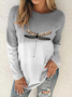 Printed Long Sleeve Casual Crew Neck T-shirt