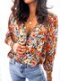 Long Sleeve Cotton-Blend Blouse