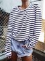 Stripes Casual Crew Neck T-shirt