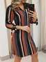 Shift Floral-Print StripedCasual Weaving Dress