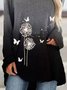 Black Dandelion Ombre/Tie-Dye Printed Casual Long Sleeve Hoodie Shift Tops