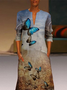 Long sleeve V-neck patterned print Mosaic dress