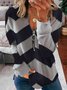 Long Sleeve Round Neck Striped Tops