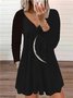 Casual Printed Long Sleeve V Neck Knitting Dress