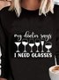 Casual Letter Long Sleeve Crew Neck Tops