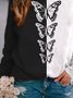 Casual Cotton-Blend Crew Neck Butterfly Sweatshirts