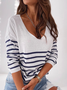 Plus size Long Sleeve Striped Sweater